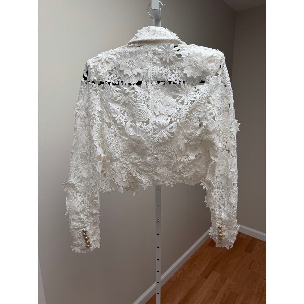 Generation Love Oliver 3D Lace Cropped Jacket White size XS - Picture 4 of 7